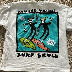 Zara Kids White Tee with Surf Skull Graphic